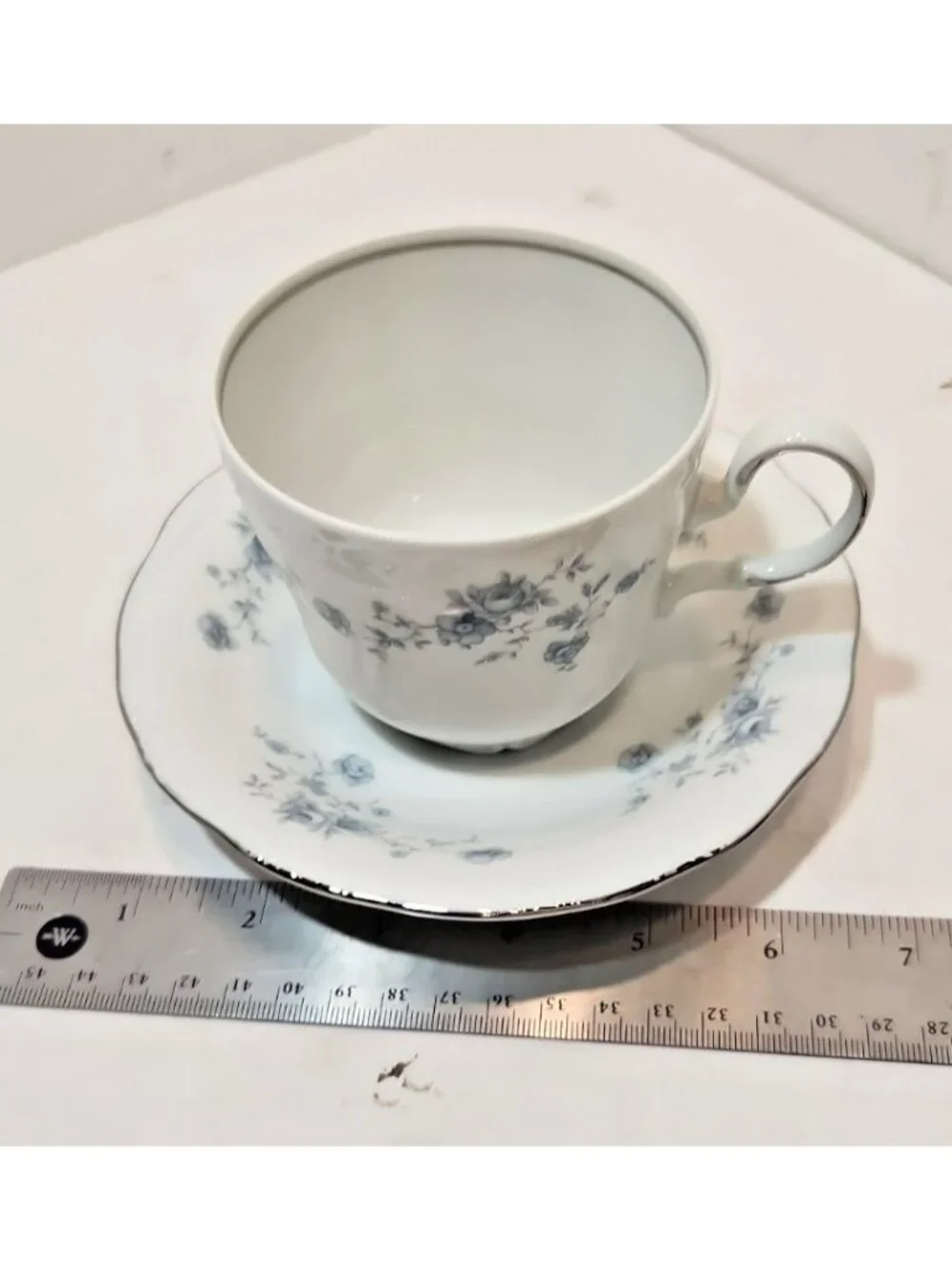 Vtg Johann Haviland Blue Garland Coffee Tea Cup & Saucer Set of 4 Floral